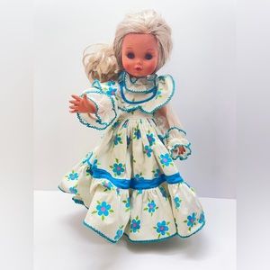 Furga Fashion Doll-18” Made in Italy Flower Dress White Boots Blonde Blue Eyes